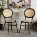 Baxton Studio Thalia Mid-Century Modern Dark Brown Finished Metal and Synthetic Rattan 2-Piece Outdoor Dining Chair Set - WA-33001-Natural/Dark Brown-DC