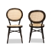Baxton Studio Thalia Mid-Century Modern Dark Brown Finished Metal and Synthetic Rattan 2-Piece Outdoor Dining Chair Set - WA-33001-Natural/Dark Brown-DC