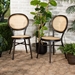 Baxton Studio Thalia Mid-Century Modern Dark Brown Finished Metal and Synthetic Rattan 2-Piece Outdoor Dining Chair Set - WA-33001-Natural/Dark Brown-DC