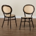 Baxton Studio Thalia Mid-Century Modern Dark Brown Finished Metal and Synthetic Rattan 2-Piece Outdoor Dining Chair Set - WA-33001-Natural/Dark Brown-DC