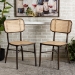 Baxton Studio Katina Mid-Century Modern Dark Brown Finished Metal and Synthetic Rattan 2-Piece Outdoor Dining Chair Set - WA-33004-Natural/Dark Brown-DC