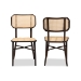 Baxton Studio Katina Mid-Century Modern Dark Brown Finished Metal and Synthetic Rattan 2-Piece Outdoor Dining Chair Set - WA-33004-Natural/Dark Brown-DC