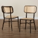 Baxton Studio Katina Mid-Century Modern Dark Brown Finished Metal and Synthetic Rattan 2-Piece Outdoor Dining Chair Set - WA-33004-Natural/Dark Brown-DC