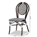Baxton Studio Alaire Classic French Black and White Weaving and Dark Brown Metal 2-Piece Outdoor Dining Chair Set - WA-4094V-Black/White-DC