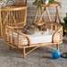 Baxton Studio Malino Modern Bohemian  Natural Brown Rattan Pet Bed with Cushion - Malino-Rattan-Pet Bed