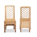 bali & pari Moscow Modern Bohemian Natural Brown Rattan and Walnut Brown Mahogany Wood 2-Piece Dining Chair Set - Moscow-Teak-DC