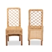 Baxton Studio Moscow Modern Bohemian Natural Brown Rattan and Walnut Brown Finished Wood 2-Piece Dining Chair Set - Moscow-Teak-DC