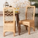 bali & pari Moscow Modern Bohemian Natural Brown Rattan and Walnut Brown Mahogany Wood 2-Piece Dining Chair Set - Moscow-Teak-DC
