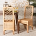 Baxton Studio Moscow Modern Bohemian Natural Brown Rattan and Walnut Brown Finished Wood 2-Piece Dining Chair Set - Moscow-Teak-DC