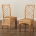 bali & pari Moscow Modern Bohemian Natural Brown Rattan and Walnut Brown Mahogany Wood 2-Piece Dining Chair Set - Moscow-Teak-DC