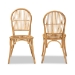 bali & pari Wina Modern Bohemian Natural Brown Rattan 2-Piece Dining Chair Set - Wina-Rattan-DC