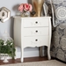 Baxton Studio Eliya Classic and Traditional White Finished Wood 3-Drawer Storage Cabinet - JY18B017-White-3DW-Cabinet