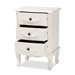Baxton Studio Callen Classic and Traditional White Finished Wood 3-Drawer Nightstand - JY18B018-White-3DW-NS