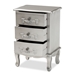 Baxton Studio Callen Classic and Traditional Brushed Silver Finished Wood 3-Drawer Nightstand - JY18B018-Silver-3DW-NS