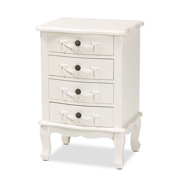 Baxton Studio Callen Classic and Traditional White Finished Wood 4-Drawer End Table