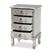 Baxton Studio Callen Classic and Traditional Brushed Silver Finished Wood 4-Drawer Nightstand - JY18B025-Silver-4DW-NS