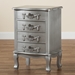 Baxton Studio Callen Classic and Traditional Brushed Silver Finished Wood 4-Drawer End Table - JY18B025-Silver-4DW-ET