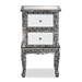 Baxton Studio Wycliff Industrial Glam and Luxe Silver Finished Metal and Mirrored Glass 2-Drawer End Table - JY20B138-Silver-2DW-ET