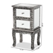 Baxton Studio Wycliff Industrial Glam and Luxe Silver Finished Metal and Mirrored Glass 2-Drawer End Table - JY20B138-Silver-2DW-ET