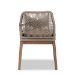 bali & pari Jennifer Mid-Century Transitional Grey Woven Rope Mahogany Dining Side Chair - Jennifer-Grey-DC-No Arm