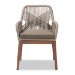 bali & pari Jennifer Mid-Century Transitional Grey Woven Rope Mahogany Dining Arm Chair - Jennifer-Grey-DC-Arm