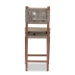bali & pari Heyna Mid-Century Transitional Grey Woven Rope Mahogany Counter Stool - Heyna-Grey/Natural-CS