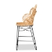 bali & pari Garan Modern Bohemian Natural Brown Rattan and Black Metal Counter Stool - Leaf-Rattan-CS