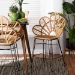 bali & pari Garan Modern Bohemian Natural Brown Rattan and Black Metal Counter Stool - Leaf-Rattan-CS