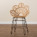 bali & pari Garan Modern Bohemian Natural Brown Rattan and Black Metal Counter Stool - Leaf-Rattan-CS