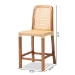 bali & pari Caspia Mid-Century Modern Walnut Brown Mahogany Wood and Natural Rattan Counter Stool - Caspia-Teak-CS