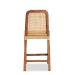 bali & pari Caspia Mid-Century Modern Walnut Brown Mahogany Wood and Natural Rattan Counter Stool - Caspia-Teak-CS