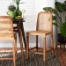 bali & pari Caspia Mid-Century Modern Walnut Brown Mahogany Wood and Natural Rattan Counter Stool - Caspia-Teak-CS
