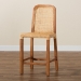 bali & pari Caspia Mid-Century Modern Walnut Brown Mahogany Wood and Natural Rattan Counter Stool - Caspia-Teak-CS