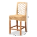 bali & pari Moscow Modern Bohemian Natural Brown Rattan and Walnut Brown Mahogany Wood Counter Stool - Moscow-Teak-CS