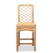 bali & pari Moscow Modern Bohemian Natural Brown Rattan and Walnut Brown Mahogany Wood Counter Stool - Moscow-Teak-CS