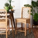 bali & pari Moscow Modern Bohemian Natural Brown Rattan and Walnut Brown Mahogany Wood Counter Stool - Moscow-Teak-CS