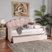 Baxton Studio Timila Modern and Contemporary Light Pink Velvet Fabric Upholstered Full Size Daybed with Trundle - BBT61047T-Light Pink Velvet-Daybed-F/T