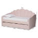 Baxton Studio Timila Modern and Contemporary Light Pink Velvet Fabric Upholstered Full Size Daybed with Trundle - BBT61047T-Light Pink Velvet-Daybed-F/T