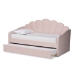 Baxton Studio Timila Modern and Contemporary Light Pink Velvet Fabric Upholstered Full Size Daybed with Trundle - BBT61047T-Light Pink Velvet-Daybed-F/T