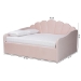 Baxton Studio Timila Modern and Contemporary Light Pink Velvet Fabric Upholstered Queen Size Daybed - BBT61078-Light Pink Velvet-Daybed-Queen