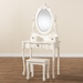 Baxton Studio Macsen Classic and Traditional White Finished Wood 2-Piece Vanity Set with Adjustable Mirror - JY18B027-White-2PC Vanity Set