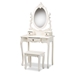 Baxton Studio Macsen Classic and Traditional White Finished Wood 2-Piece Vanity Set with Adjustable Mirror - JY18B027-White-2PC Vanity Set