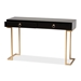 Baxton Studio Beagan Modern and Contemporary Black Finished Wood and Gold Metal 2-Drawer Console Table - JY20B168-Black/Gold