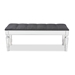 Baxton Studio Hedia Contemporary Glam and Luxe Grey Fabric Upholstered and Silver Finished Wood Accent Bench - JY20B216L-Grey-Bench