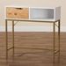 Baxton Studio Giona Modern and Contemporary Two-Tone Oak Brown and White Finished Wood and Gold Metal 1-Drawer Console Table - LC21020902-White/Gold-Console Table