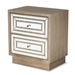 Baxton Studio Ellis Transitional Glam and Luxe Natural Brown Finished Wood 2-Drawer End Table with Mirrored Glass