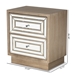 Baxton Studio Ellis Transitional Glam and Luxe Natural Brown Finished Wood 2-Drawer Nightstand with Mirrored Glass - RXF-8972-NS