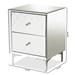 Baxton Studio Kacela Contemporary Glam and Luxe Silver Finished Metal 2-Drawer Nightstand with Mirrored Glass - RXF-8973-NS