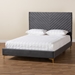 Baxton Studio Fabrico Contemporary Glam and Luxe Grey Velvet Fabric Upholstered and Gold Metal Full Size Platform Bed - BBT61079-Grey Velvet/Gold-Full