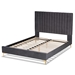 Baxton Studio Serrano Contemporary Glam and Luxe Grey Velvet Fabric Upholstered and Gold Metal Queen Size Platform Bed - BBT61079.11-Grey Velvet/Gold-Queen